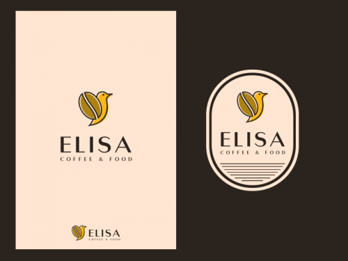 Coffee Bean Bird Logo - elisa-logo-design