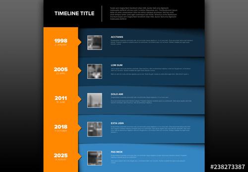 Timeline Infographic Layout with Stacked Info Boxes - 238273387 - 238273387