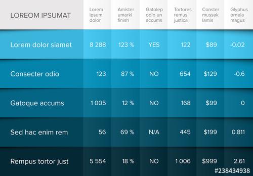 Table Infographic Layout with Blue Ombre Design - 238434938 - 238434938