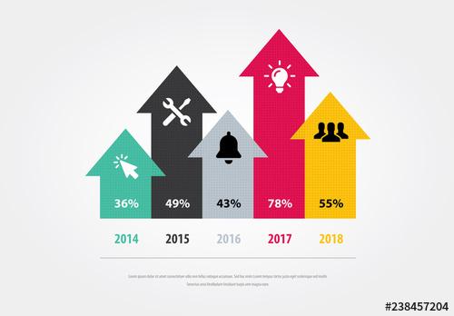 Infographic Layout with Arrow-Shaped Elements - 238457204 - 238457204