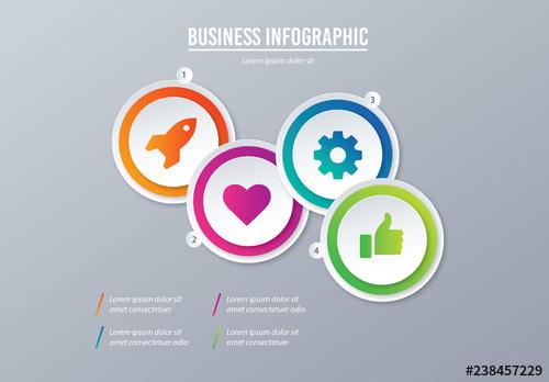 Infographic Layout with Multicolored Circular Elements - 238457229 - 238457229