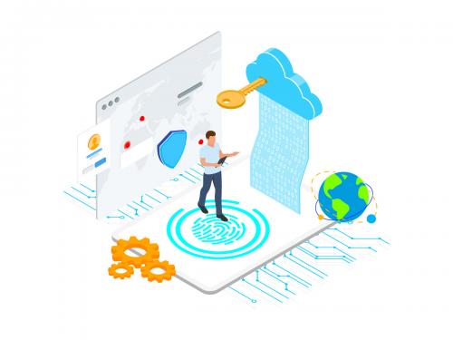 Encrypt Data on Blockchain Isometric Illustration 2 - TU - encrypt-data-on-blockchain-isometric-illustration-2-tu