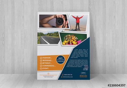 Flyer Layout with Angled Photo Placeholder Elements - 238604397 - 238604397