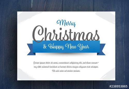 Christmas Card Layout With Blue Accents - 238953865 - 238953865