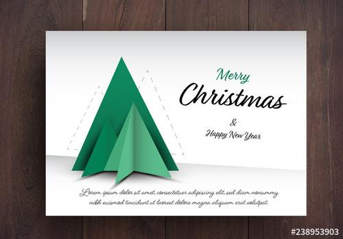 Christmas Card Layout with Tree Element - 238953903 - 238953903