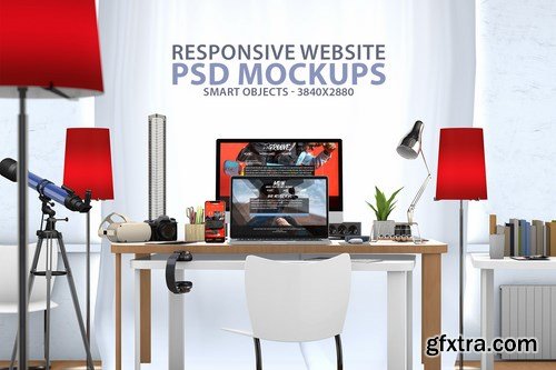 Responsive Website PSD Mock-up Desk