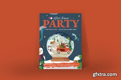 After Christmas Party Poster Illustrator Template