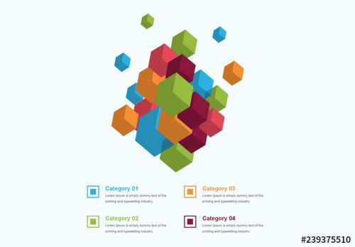 Infographic Layout with 3D Cube Element - 239375510 - 239375510