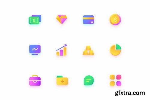 Colorful Finance, wallet, bank, Illustration Icons