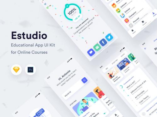 Estudio - Educational Mobile App UI Kit - estudio-educational-mobile-app-ui-kit