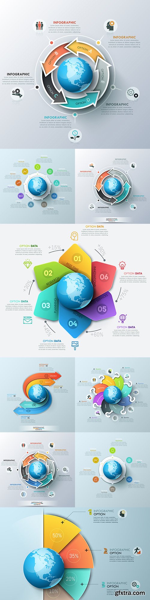 Business infographics options elements collection 123