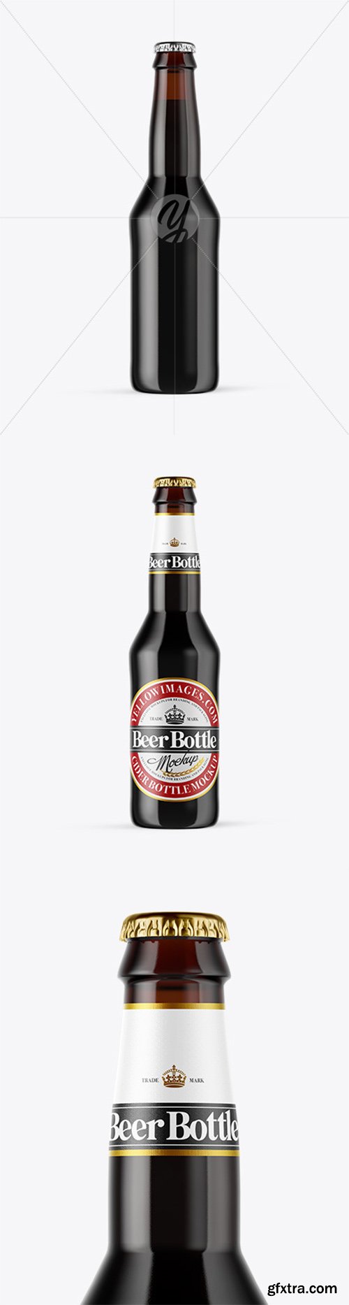 Amber Glass Dark Beer Bottle Mockup 52124