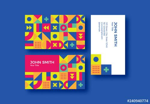 Colorful Patterned Business Card Layout - 240940774 - 240940774