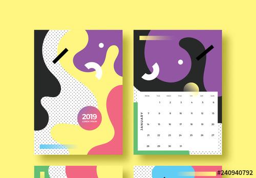 Colorful Shapes Calendar Layout - 240940792 - 240940792