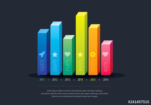 3D Colorful Bar Graph Infographic Layout - 241457515 - 241457515