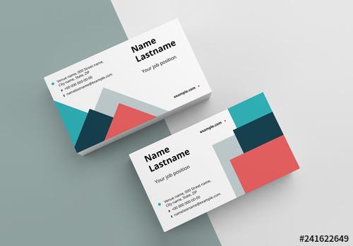 Business Card Layout with Colorful Shapes - 241622649 - 241622649