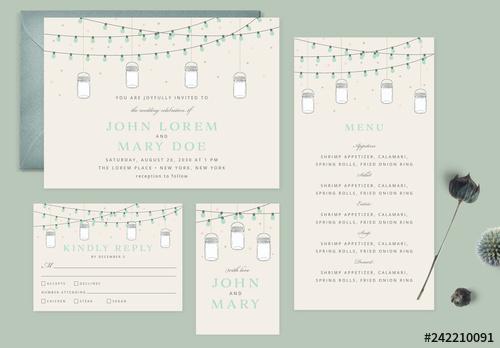 Boho Wedding Invitation Layout Set - 242210091 - 242210091