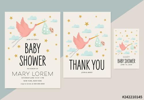 Baby Shower Invitation Layout Set - 242210145 - 242210145