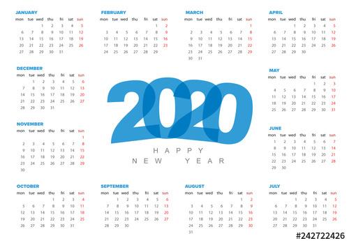 2020 Calendar Layout - 242722426 - 242722426