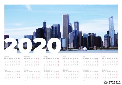 2020 Calendar Layout with Cityscape Photo - 242722512 - 242722512