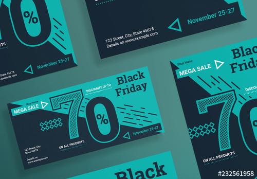 Black Friday Sale Flyer Layout with Geometric Elements - 232561958 - 232561958