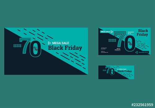 Black Friday Sale Social Media Set Layouts with Geometric Elements - 232561959 - 232561959