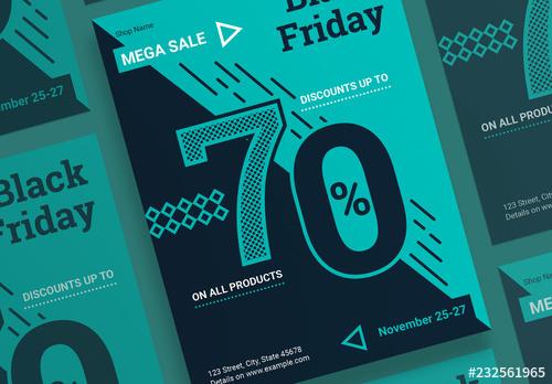 Black Friday Sale Poster Layout with Geometric Elements - 232561965 - 232561965