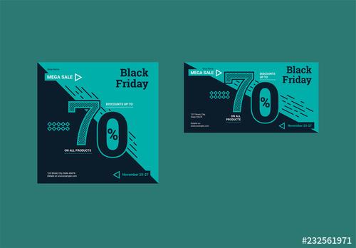 Black Friday Sale Social Media Feed Layouts with Geometric Elements - 232561971 - 232561971