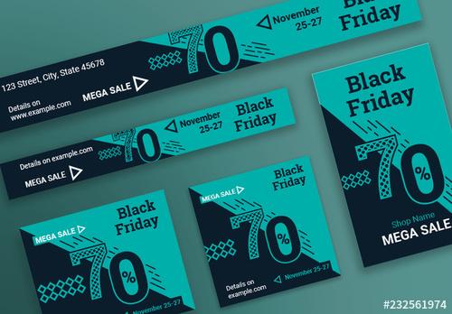 Black Friday Sale Web Banner Layouts with Geometric Elements - 232561974 - 232561974