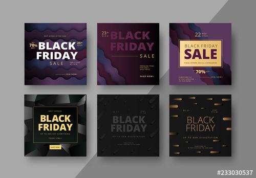 Square Black Friday Social Media Post Layouts - 233030537 - 233030537