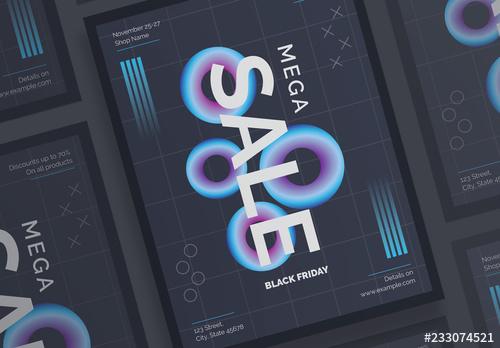 Black Friday Dark Poster Layout with Gradient Elements - 233074521 - 233074521