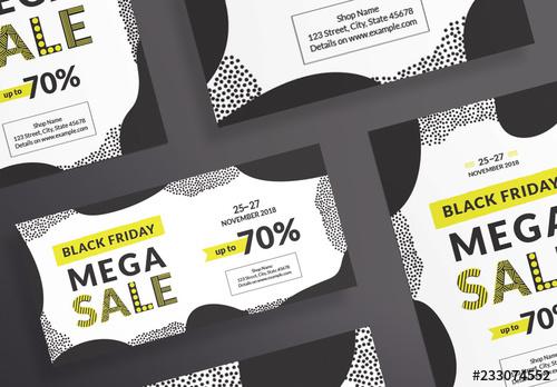 Black Friday Sale Flyer Layout with Yellow Accents - 233074552 - 233074552