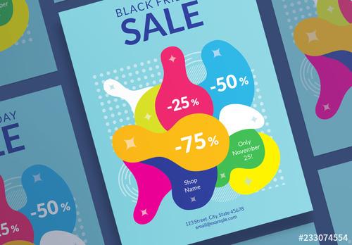 Black Friday Sale Poster Layout with Color Elements - 233074554 - 233074554