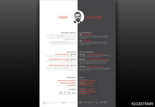 Black and White Resume Layout - 233075649 - 233075649