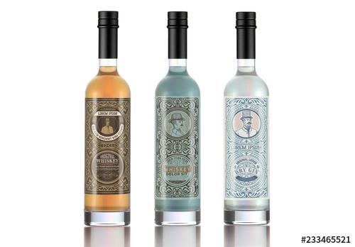 3 Vintage-Style Liquor Label Layouts - 233465521 - 233465521