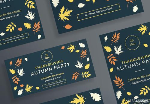 Thanksgiving Flyer Layouts with Colored Leaf Elements - 233466585 - 233466585
