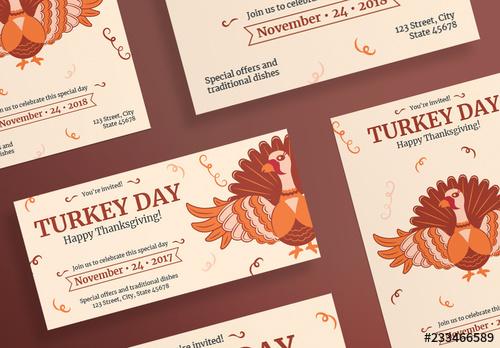 Thanksgiving Flyer Layouts with Turkey and Spiral Elements - 233466589 - 233466589