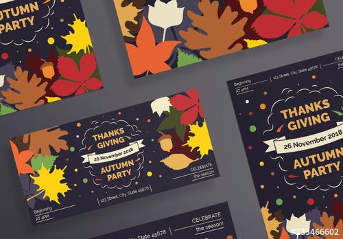 Thanksgiving Flyer Layouts with Colored Leaves and Corn Elements - 233466602 - 233466602