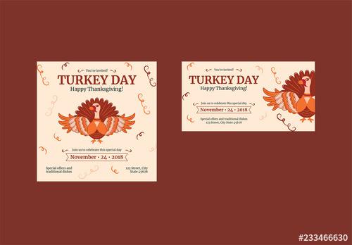 Thanksgiving Social Media Feed Layouts with Turkey and Spiral Elements - 233466630 - 233466630