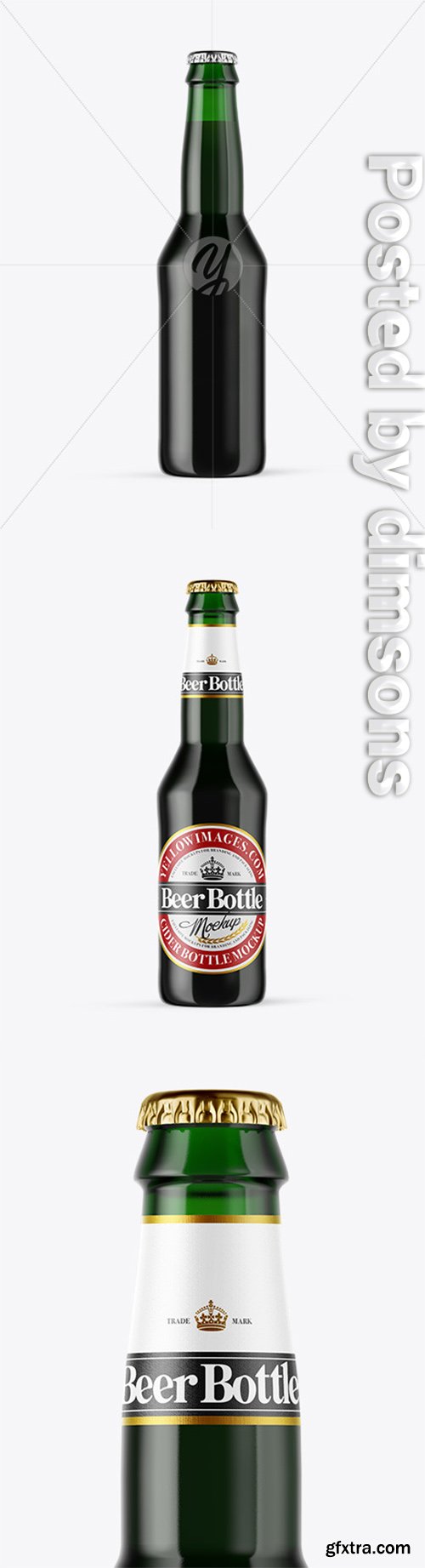 Green Glass Dark Beer Bottle Mockup 52081