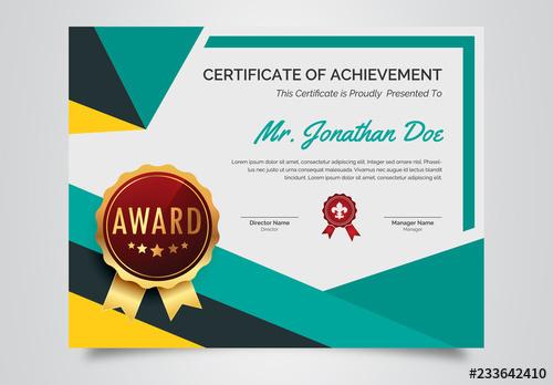 Award Certificate Layout with Geometric Designs - 233642410 - 233642410