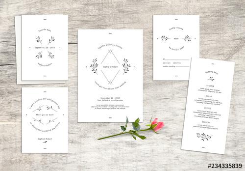 Wedding Stationery Set with Geometric and Floral Elements - 234335839 - 234335839