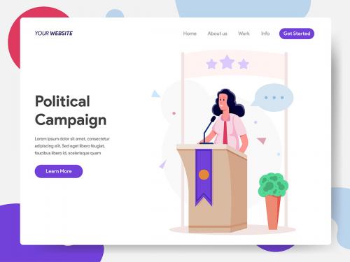 Female Politician Campaign on Podium Illustration - female-politician-campaign-on-podium-illustration