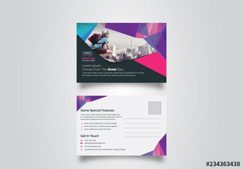 Postcard Layout with Geometric Elements - 234363438 - 234363438