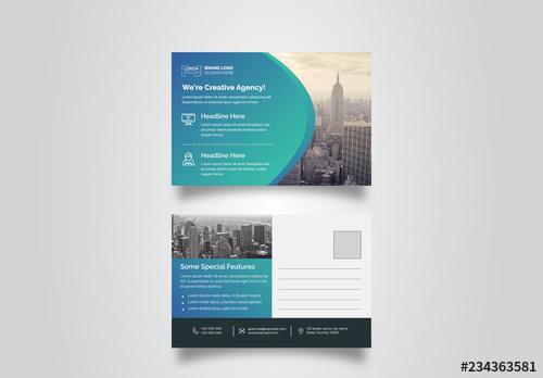 Blue Gradient Postcard Layout - 234363581 - 234363581