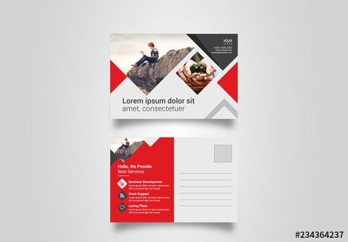 Postcard Layout with Red Elements - 234364237 - 234364237