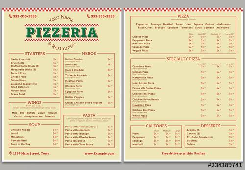 Pizzeria Menu Layout - 234389741 - 234389741