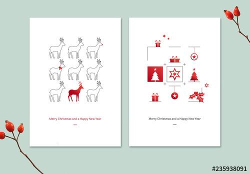 Illustrated Christmas Cards Set - 235938091 - 235938091