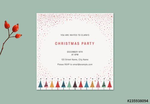 Colorful Christmas Party Invitation Layout - 235938094 - 235938094