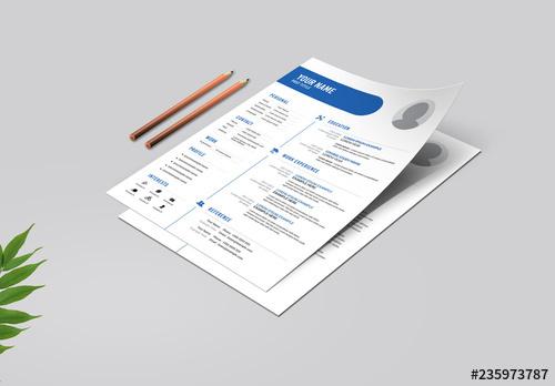 Resume Layout with Blue Accents - 235973787 - 235973787